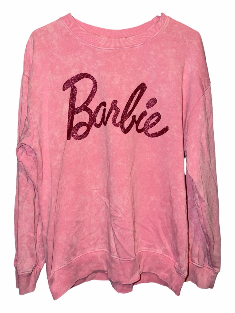 Barbie Pink Glitter Logo Crewneck Sweatshirt
